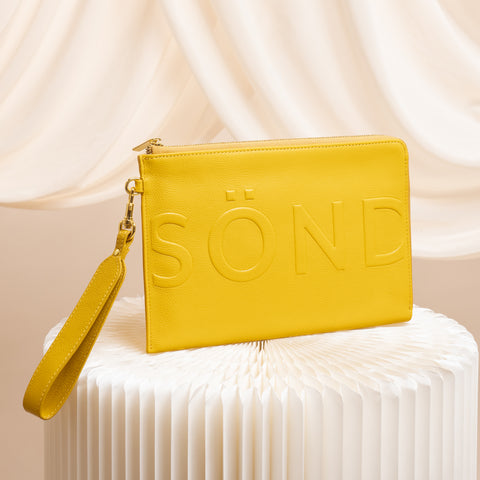 Midi Leather Pouch - Yellow