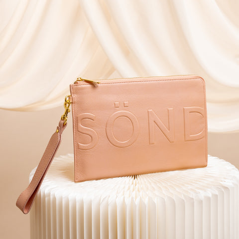 Midi Leather Pouch - Rose