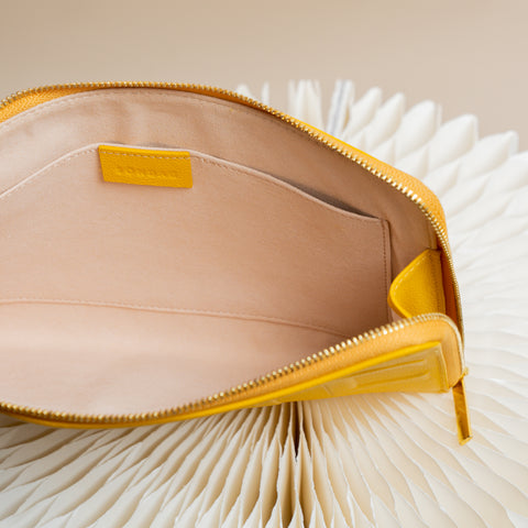 Midi Leather Pouch - Yellow