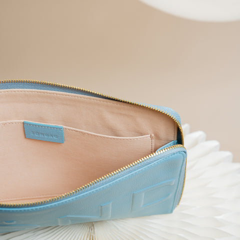 Midi Leather Pouch - Baby Blue